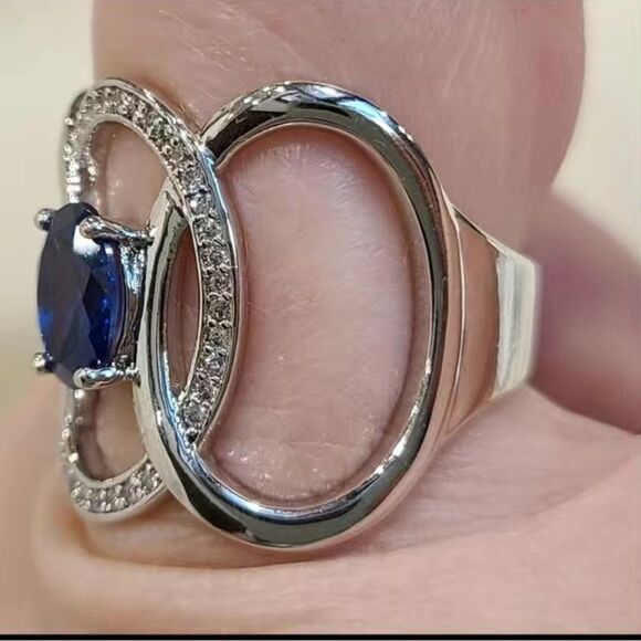 💙Sapphire & Diamond Eternity Band🩵 - Picture 14 of 17